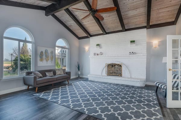 Bright common area with comfortable seating and décor