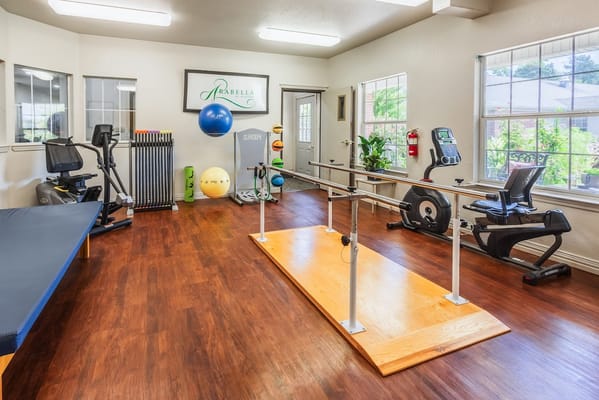 Interior view of a fitness area with equipment
