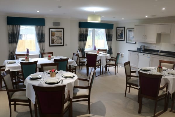 Bright dining room set for a meal