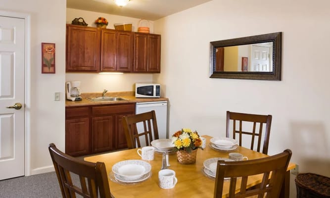 Cozy dining setup in a resident room