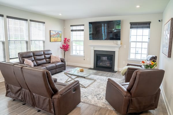 Comfortable common area with seating and decor