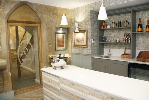 Interior view of a stylish common area with modern decor