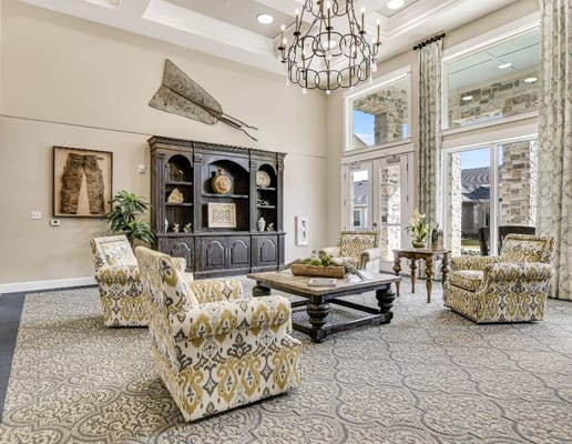 Cozy interior common area with seating and decor