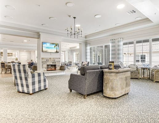 Bright common area with comfortable seating