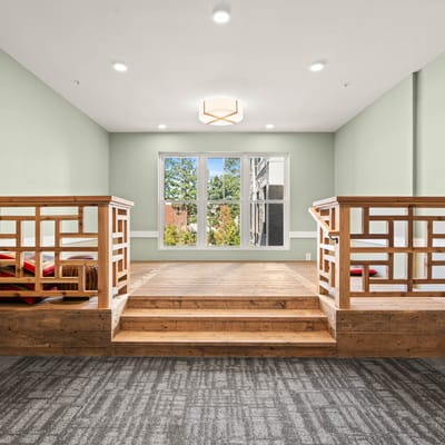 Interior common area with steps and seating