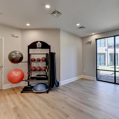 Well-equipped exercise room with fitness equipment