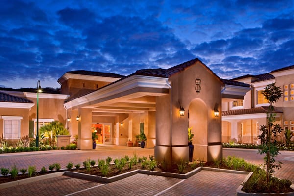 Exterior view of the GlenBrook Health Center at twilight