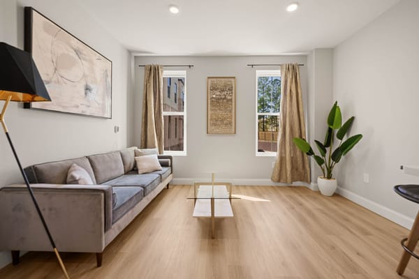 Bright and inviting living room interior with a sofa