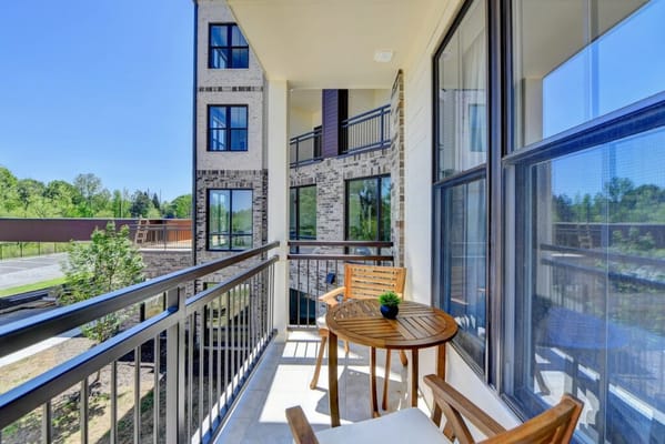 Balcony view of a senior living facility