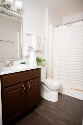 Interior view of a bathroom with modern fixtures