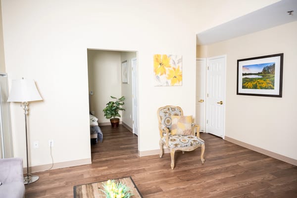 Bright and welcoming resident room interior