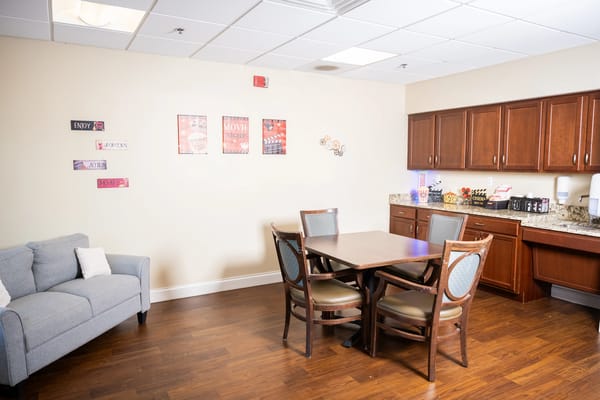 Interior common area with a table and decorations