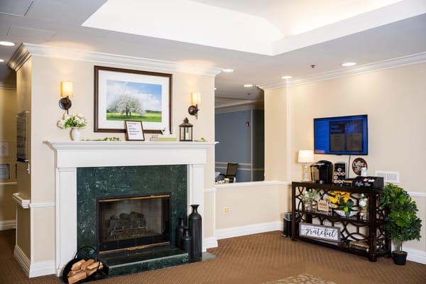Interior view of a welcoming common area with decor