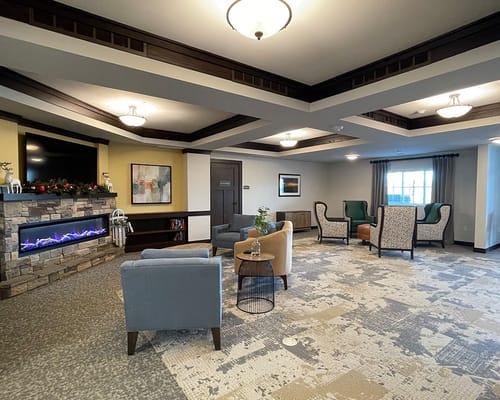 Interior view of a common area in a senior living facility