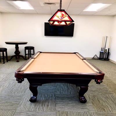 A billiard table in a recreational area