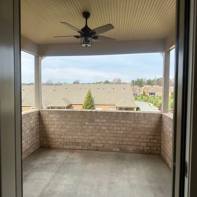 View from a covered balcony overlooking the community
