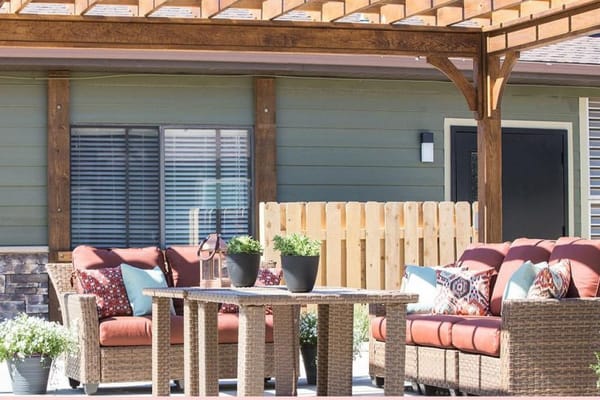 Outdoor seating area with comfortable furniture