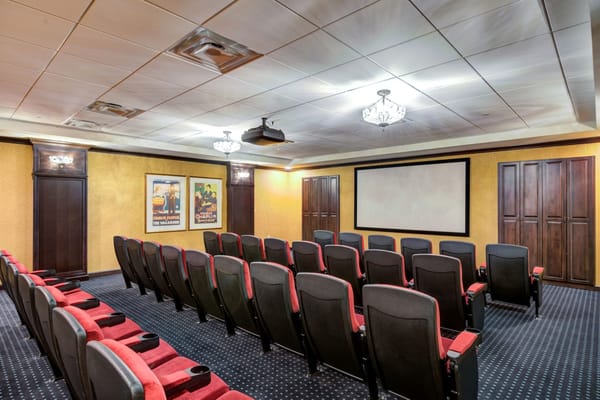 Interior view of a cinema room with seating