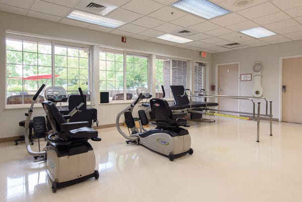 Interior view of a fitness area with exercise equipment