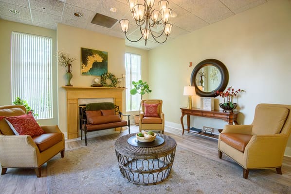 Cozy interior seating area with decorations and plants