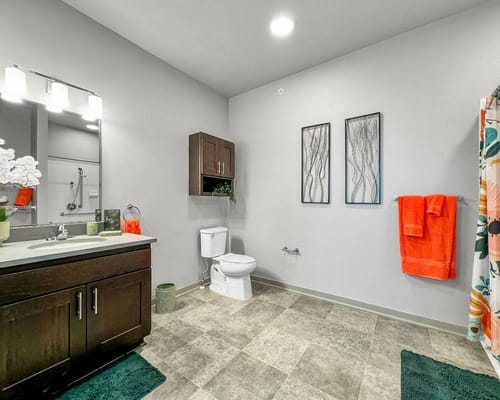 Modern bathroom with stylish decor and fixtures