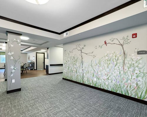 Interior hallway with decorative wall art