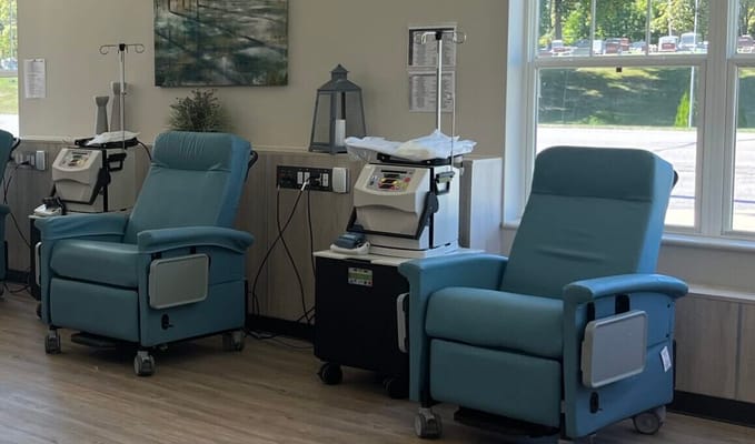 Chairs in a well-lit treatment room