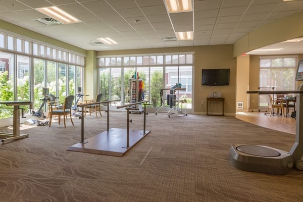 Interior view of a fitness area with equipment