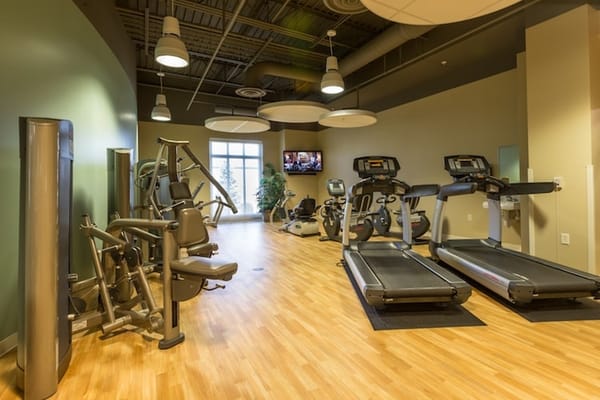 Interior view of a gym with exercise equipment