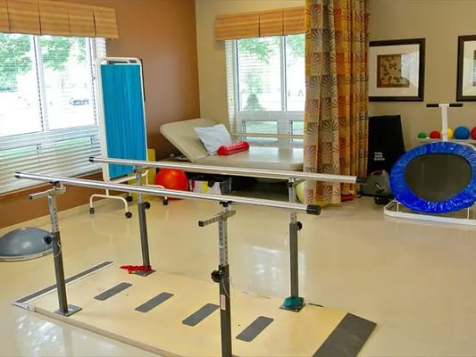 Rehabilitation area with therapy equipment