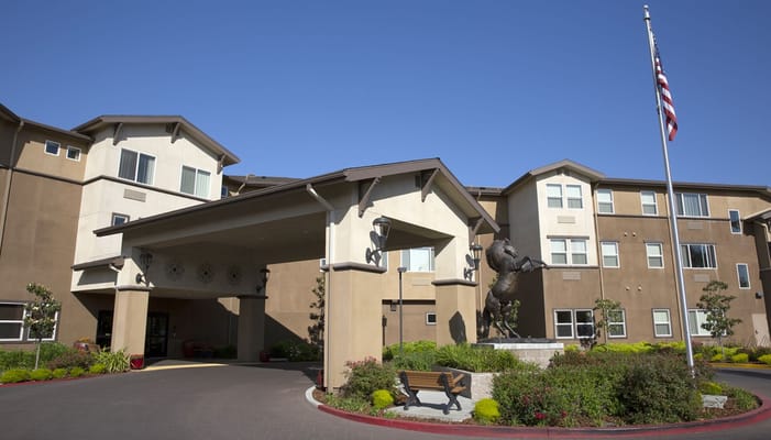 Exterior view of the Carlton Senior Living Davis entrance