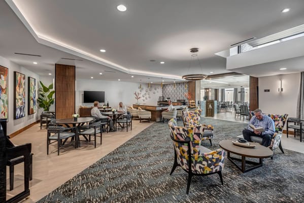 Residents socializing in a modern common area