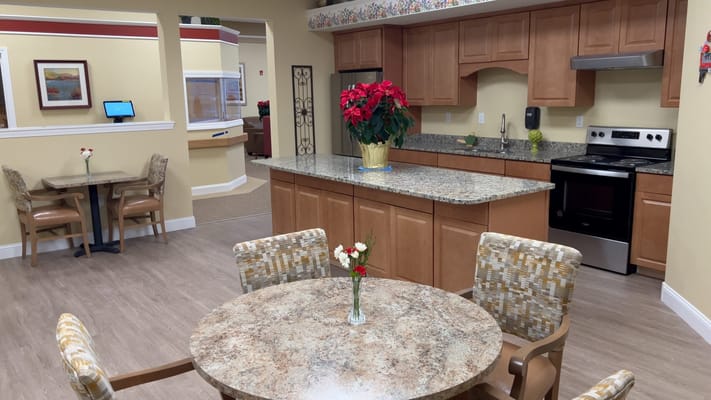 Interior view of a cozy common area kitchen