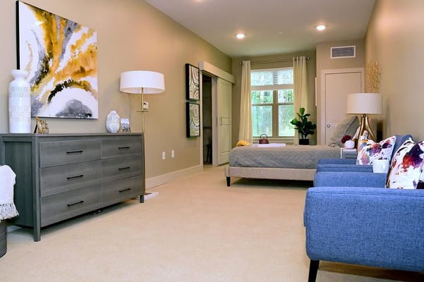 Bright and modern interior of a resident's room