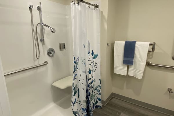Accessible shower in a resident bathroom