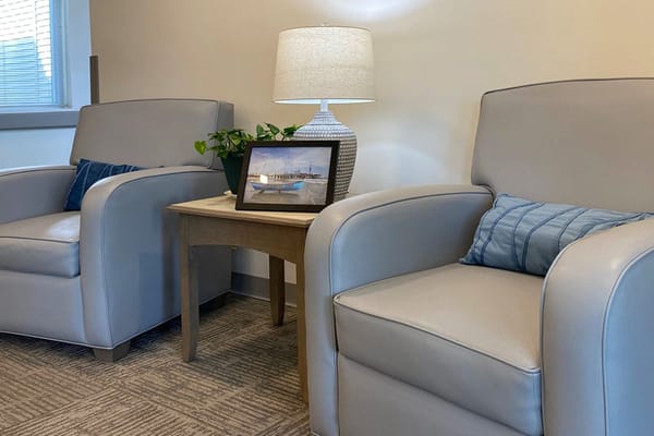 Comfortable seating area in a senior living facility