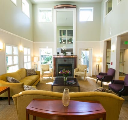 Bright and welcoming common area with seating