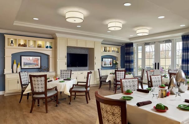Elegant dining room set up for residents