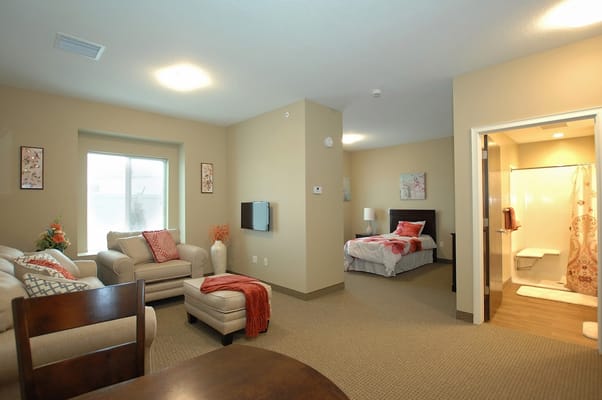 Cozy interior of a private resident room