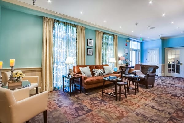 Cozy common area with comfortable seating and natural light