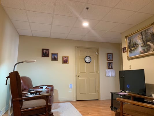 Interior view of a resident's room with decorations