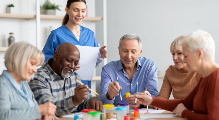 Residents engaging in an arts and crafts activity