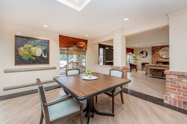 Interior common area with seating and artwork