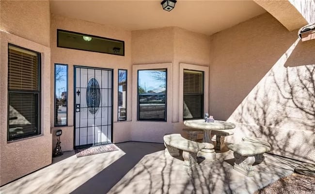 Outdoor seating area at an assisted living facility