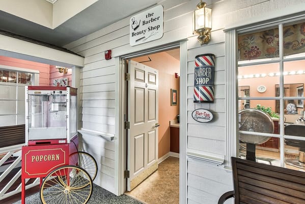 Entrance to the Barber Beauty Shop in the facility