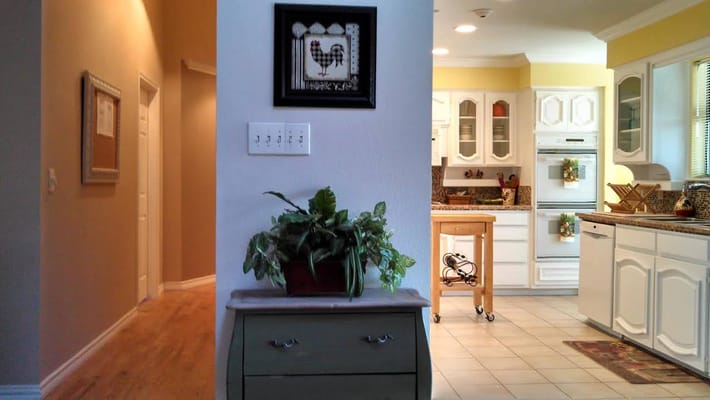 Interior view of a homey kitchen space