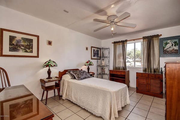 Cozy resident room with a bed and decor