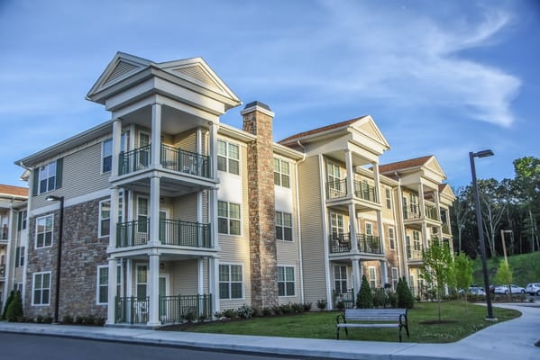 Exterior view of a multi-story assisted living facility