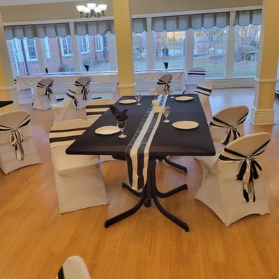 Well-set dining room with elegant table settings