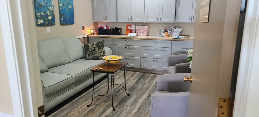 Cozy sitting area in a senior living facility office